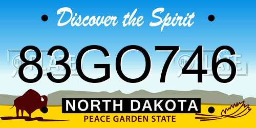 83GO746 North Dakota License Plate