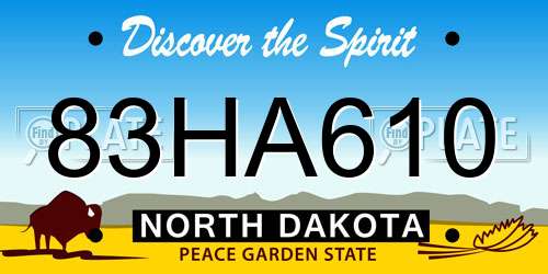 83HA610 North Dakota License Plate