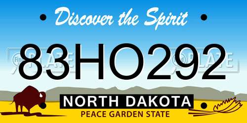 83HO292 North Dakota License Plate