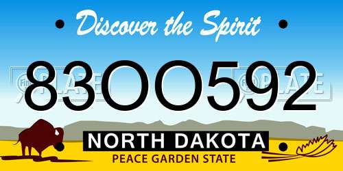 83OO592 North Dakota License Plate