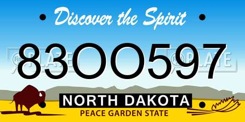 83OO597 North Dakota License Plate