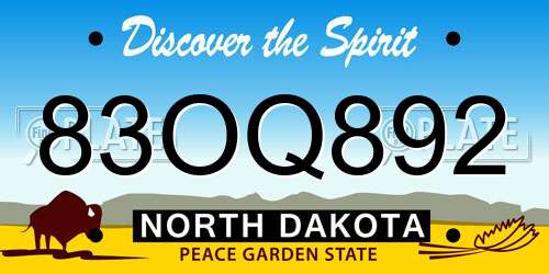 83OQ892 North Dakota License Plate