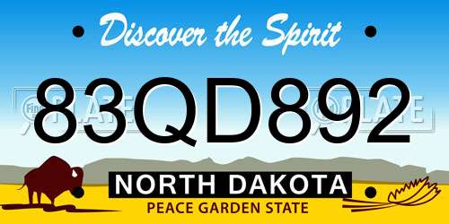 83QD892 North Dakota License Plate