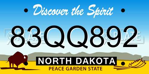 83QQ892 North Dakota License Plate