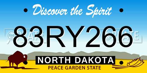 83RY266 North Dakota License Plate