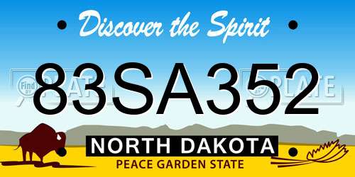 83SA352 North Dakota License Plate