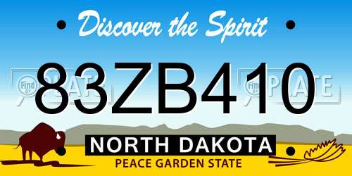 83ZB410 North Dakota License Plate