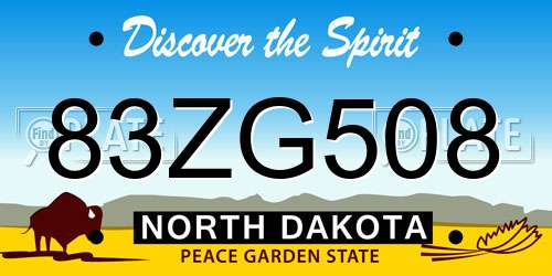 83ZG508 North Dakota License Plate