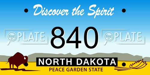 840 North Dakota License Plate