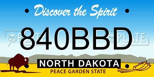 840BBD North Dakota License Plate