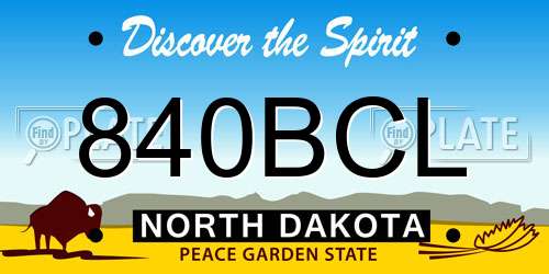 840BCL North Dakota License Plate