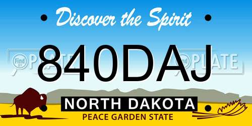840DAJ North Dakota License Plate