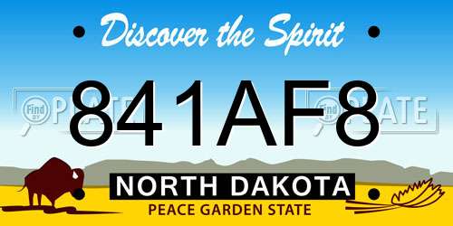 841AF8 North Dakota License Plate