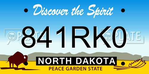 841RK0 North Dakota License Plate