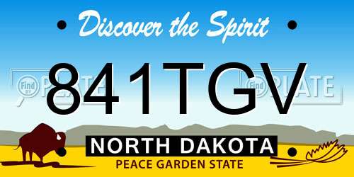 841TGV North Dakota License Plate