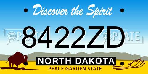 8422ZD North Dakota License Plate