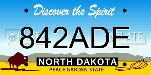 842ADE North Dakota License Plate