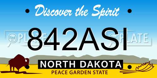 842ASI North Dakota License Plate