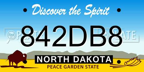 842DB8 North Dakota License Plate