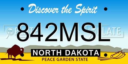 842MSL North Dakota License Plate