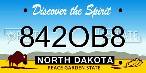 842OB8 North Dakota License Plate