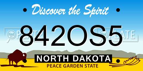 842OS5 North Dakota License Plate