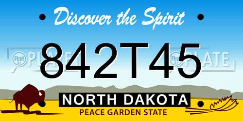 842T45 North Dakota License Plate