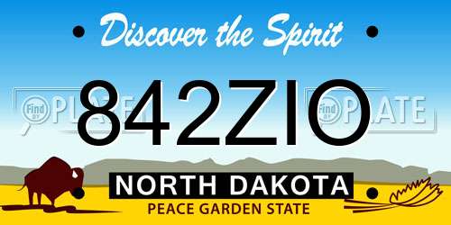 842ZIO North Dakota License Plate