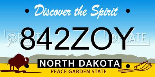 842ZOY North Dakota License Plate