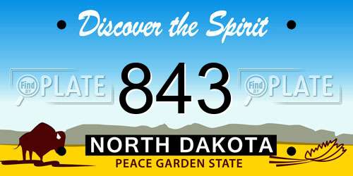 843 North Dakota License Plate