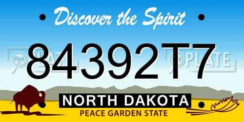 84392T7 North Dakota License Plate