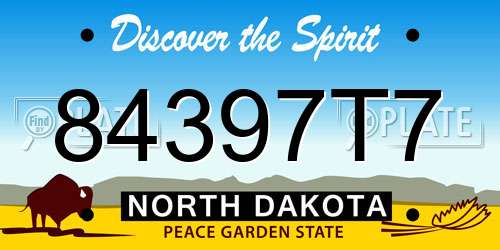 84397T7 North Dakota License Plate