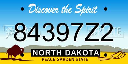 84397Z2 North Dakota License Plate