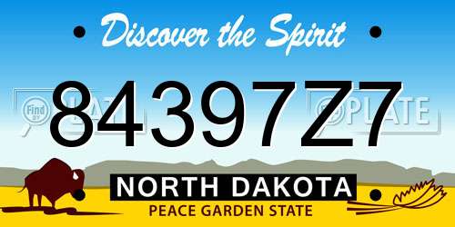 84397Z7 North Dakota License Plate