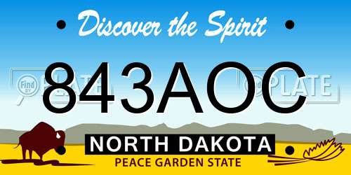 843AOC North Dakota License Plate