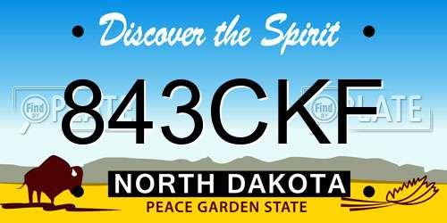 843CKF North Dakota License Plate