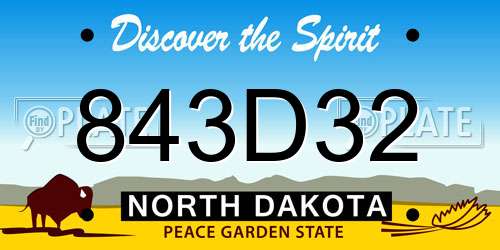 843D32 North Dakota License Plate