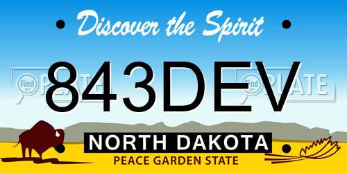 843DEV North Dakota License Plate