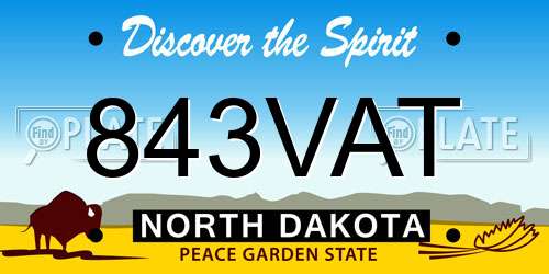 843VAT North Dakota License Plate