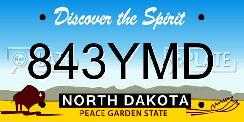 843YMD North Dakota License Plate