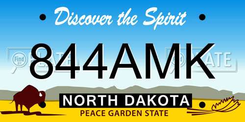 844AMK North Dakota License Plate