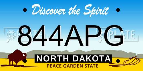 844APG North Dakota License Plate