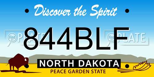 844BLF North Dakota License Plate