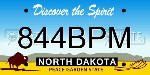 844BPM North Dakota License Plate