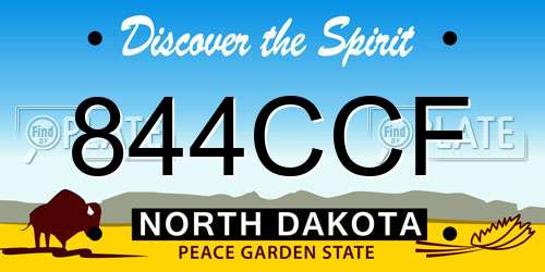 844CCF North Dakota License Plate