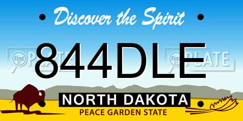 844DLE North Dakota License Plate