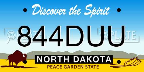 844DUU North Dakota License Plate
