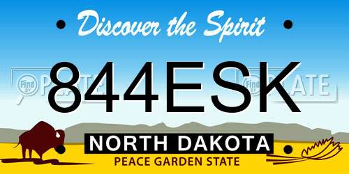 844ESK North Dakota License Plate