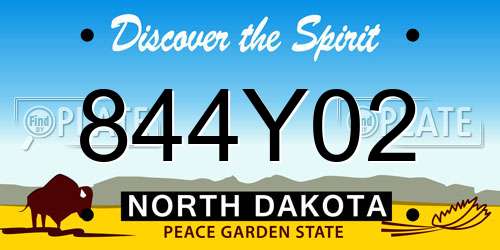 844Y02 North Dakota License Plate