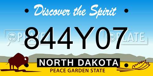 844Y07 North Dakota License Plate